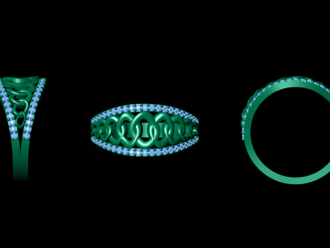 Cuban Chain Jewelry Ring 3D Print Model