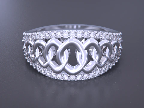 Cuban Chain Jewelry Ring 3D Print Model