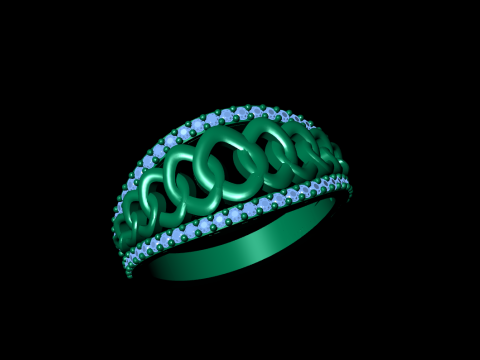 Cuban Chain Jewelry Ring Modèles 3D en vedette