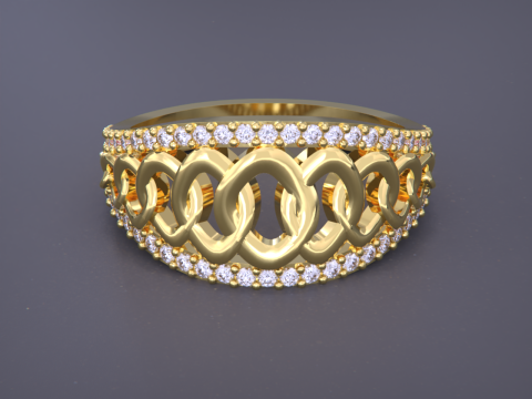 Cuban Chain Jewelry Ring Modèles 3D en vedette