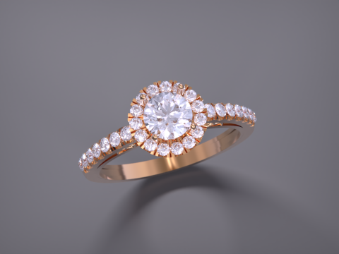 Solitaire Halo Diamond Ring 3D Baskı Modeli