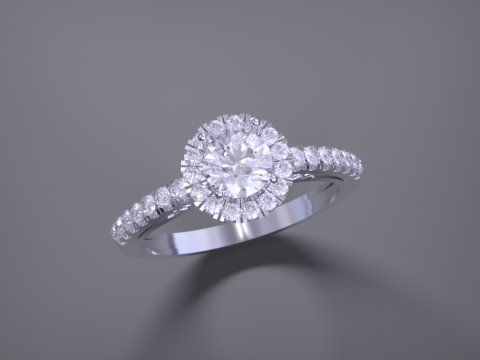 Solitaire Halo Diamond Ring 3D Print Model