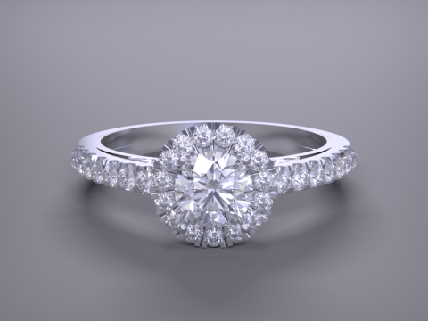 Solitaire Halo Diamond Ring 3D Print Model