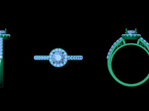 Solitaire Halo Diamond Ring 3D Print Model
