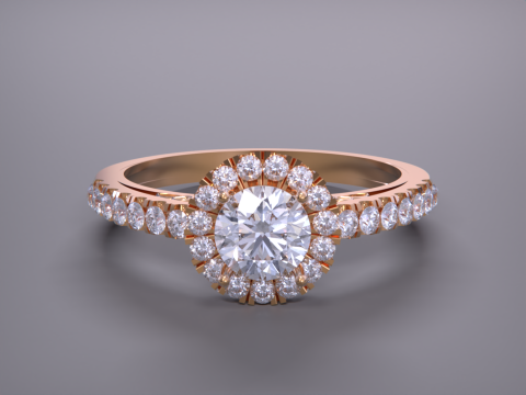 Solitaire Halo Diamond Ring 3D Print Model