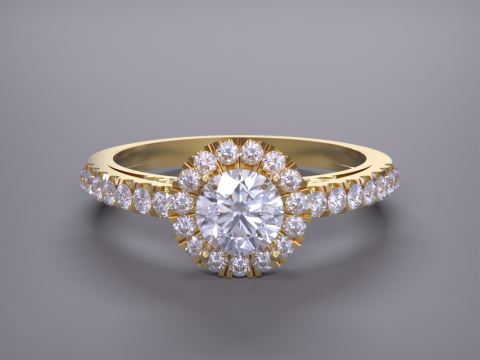 Solitaire Halo Diamond Ring 3D Print Model
