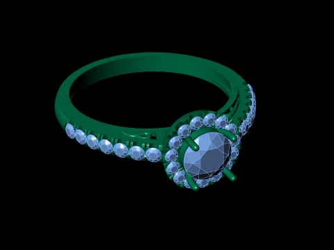 Solitaire Halo Diamond Ring 3D Print Model