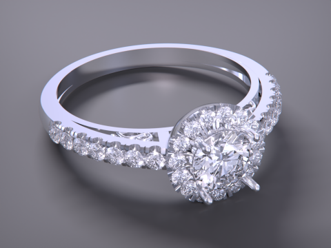 Solitaire Halo Diamond Ring 3D Print Model