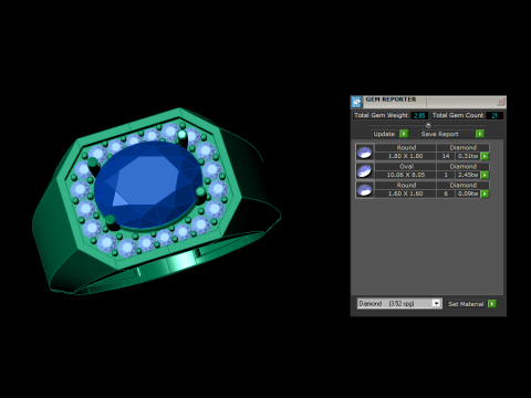 Oval diamond Signet Ring 3D Print Model
