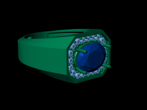 Oval diamond Signet Ring 3D Print Model
