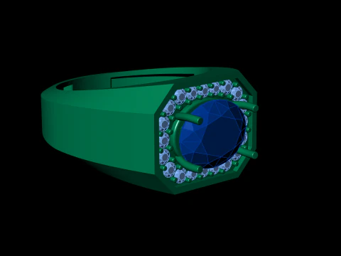 Oval diamond Signet Ring 3D Print Model