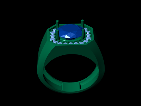 Oval diamond Signet Ring 3D Print Model