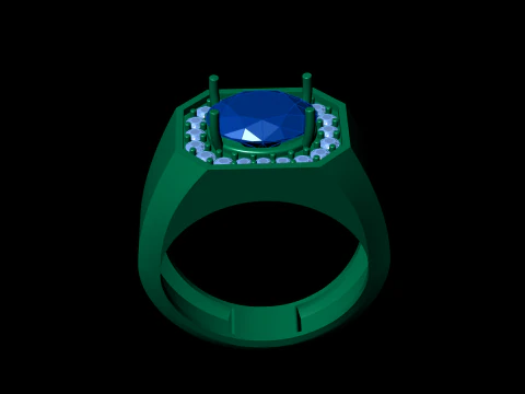 Oval diamond Signet Ring 3D Print Model