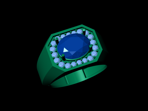 Oval diamond Signet Ring 3D Print Model
