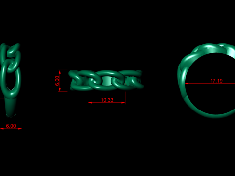 Cuban Chain Ring Modelo de Impressão 3D