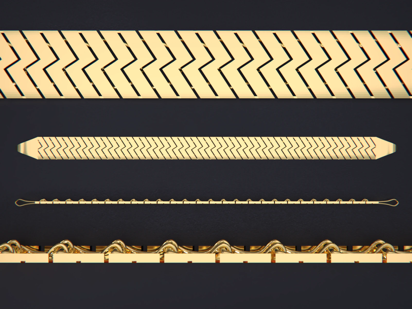 Gold Chain Bracelet-10MM 3D Print Model .c4d .max .obj .3ds .fbx .stl .blend 