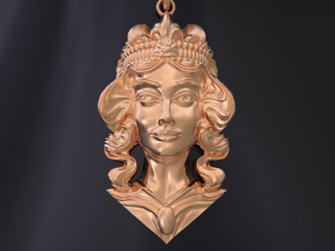 Lady Face Pendant Modelo de Impressão 3D