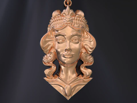 Lady Face Pendant 3D Print Model