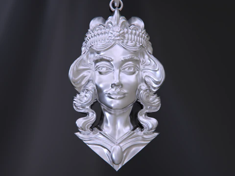 Lady Face Pendant 3D Print Model
