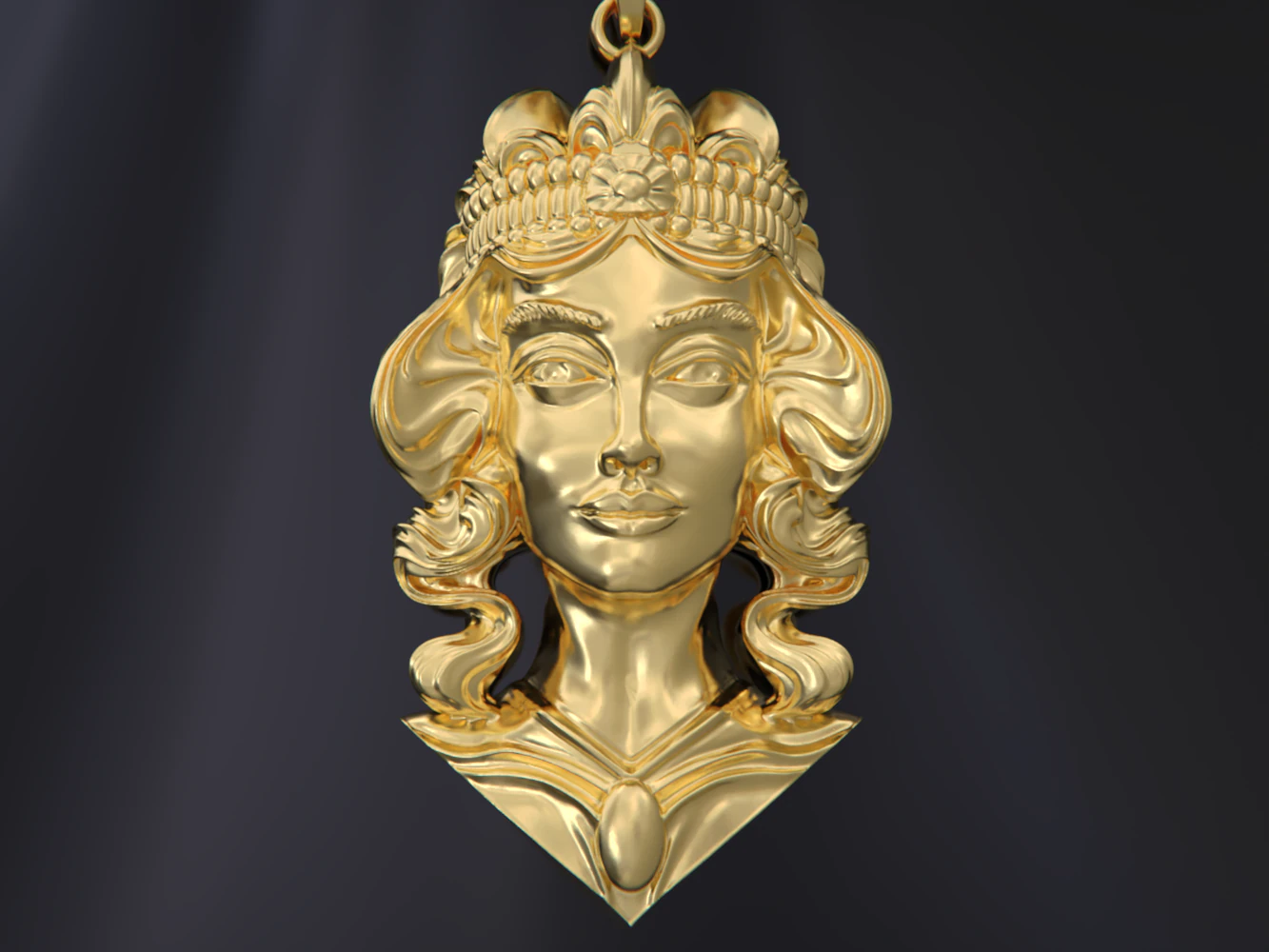 Lady Face Pendant 3D Print Model .c4d .max .obj .3ds .fbx .stl .blend 