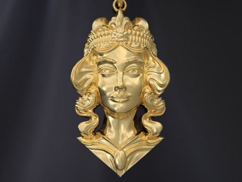 Lady Face Pendant 3D Print Model