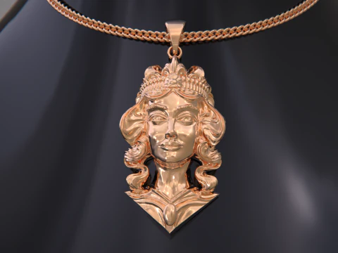 Lady Face Pendant 3D Print Model