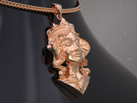 Lady Face Pendant Modelo de Impressão 3D