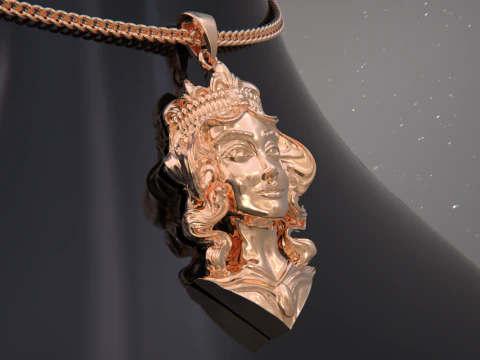 Lady Face Pendant 3D Print Model