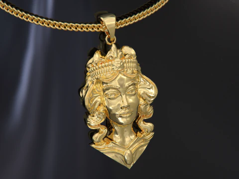 Lady Face Pendant 3D Print Model