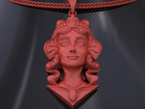 Lady Face Pendant 3D Print Model