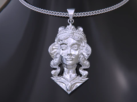 Lady Face Pendant 3D Print Model
