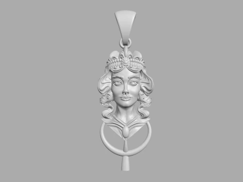 Lady Face Pendant 3D Print Model