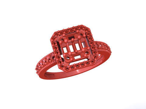 Emerald Cut Ring - Wax Modelo de Impressão 3D