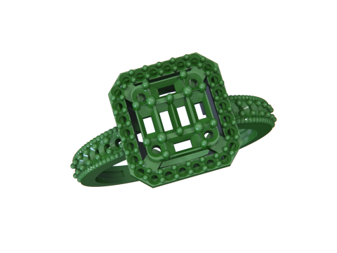 Emerald Cut Ring - Wax Modelo de Impressão 3D