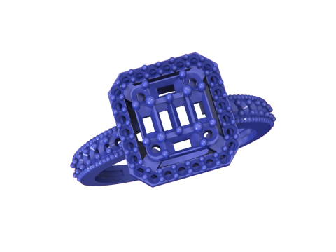Emerald Cut Ring - Wax Modelo de Impressão 3D