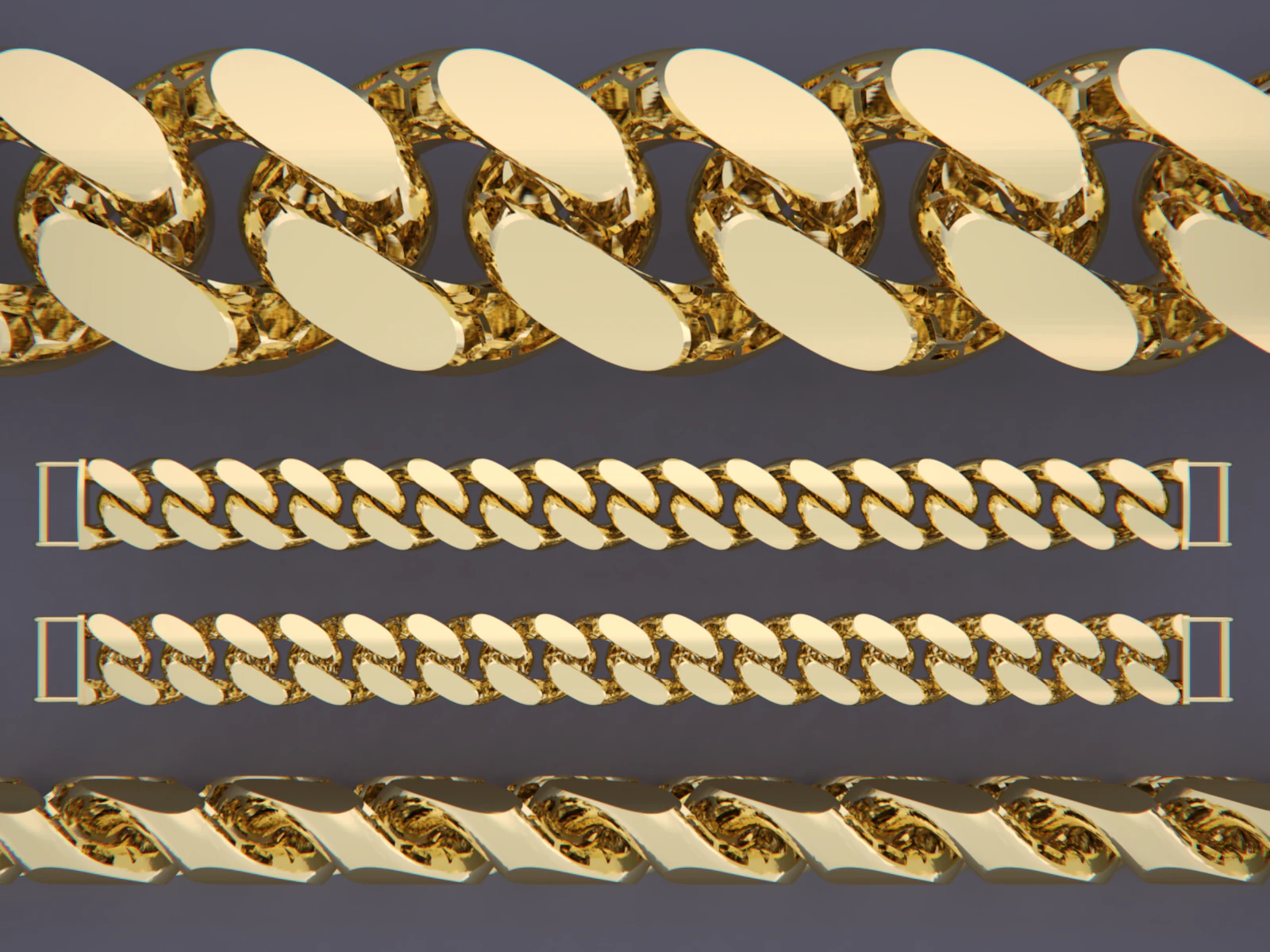 Cuban Link Chain Bracelet- 14 MM 3D Print Model .c4d .max .obj .3ds .fbx .stl .blend 