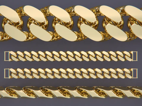 Браслет-цепочка с кубинскими звеньями &ndash; 14 мм 3D Принт Модель