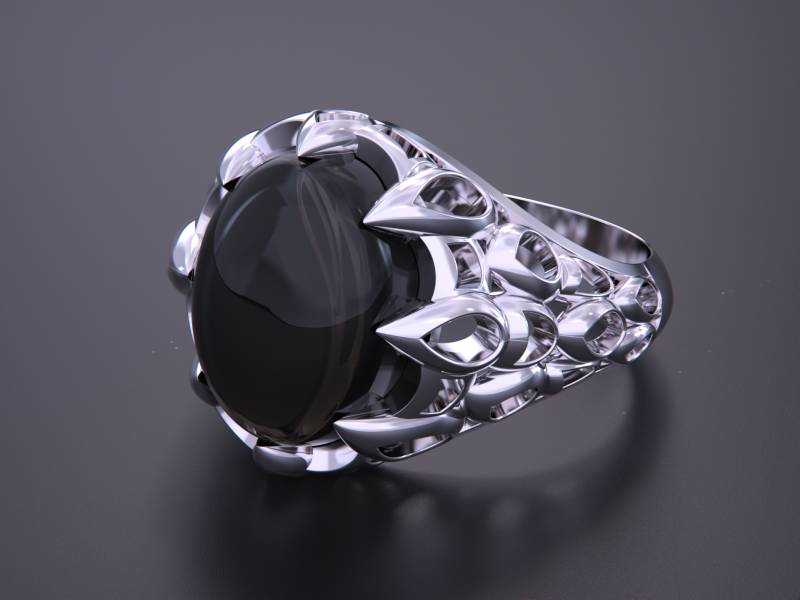 Oval stone ring 3D प्रिंट मॉडल .c4d .max .obj .3ds .fbx .stl .blend