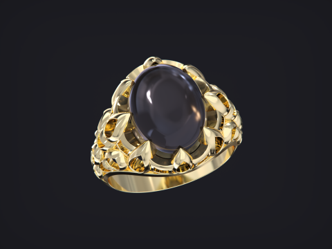 Oval stone ring 3D प्रिंट मॉडल