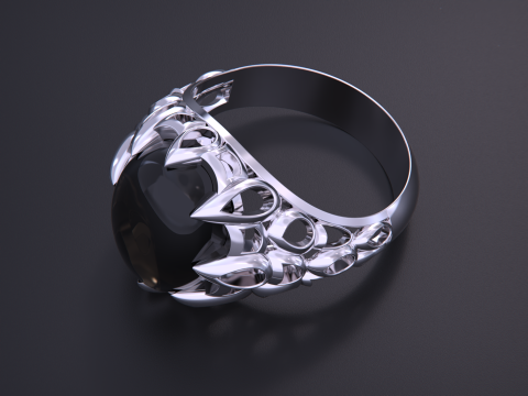 Oval stone ring 3D प्रिंट मॉडल