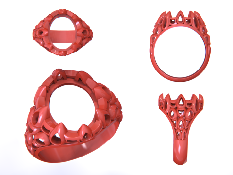 Oval stone ring 3D प्रिंट मॉडल