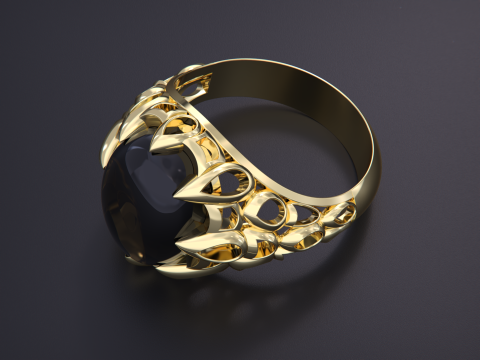 Oval stone ring 3D प्रिंट मॉडल