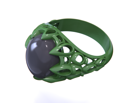 Oval stone ring 3D प्रिंट मॉडल
