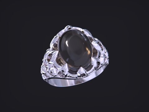 Oval stone ring 3D प्रिंट मॉडल