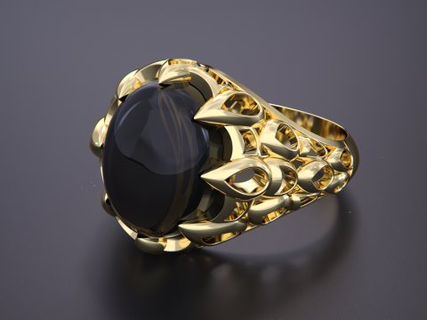 Oval stone ring 3D प्रिंट मॉडल