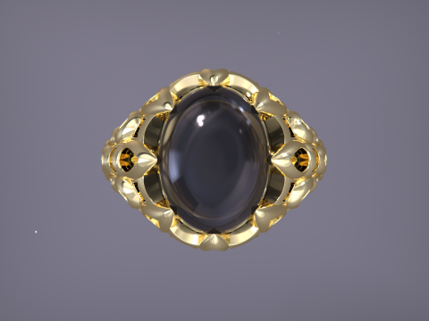 Oval stone ring 3D प्रिंट मॉडल
