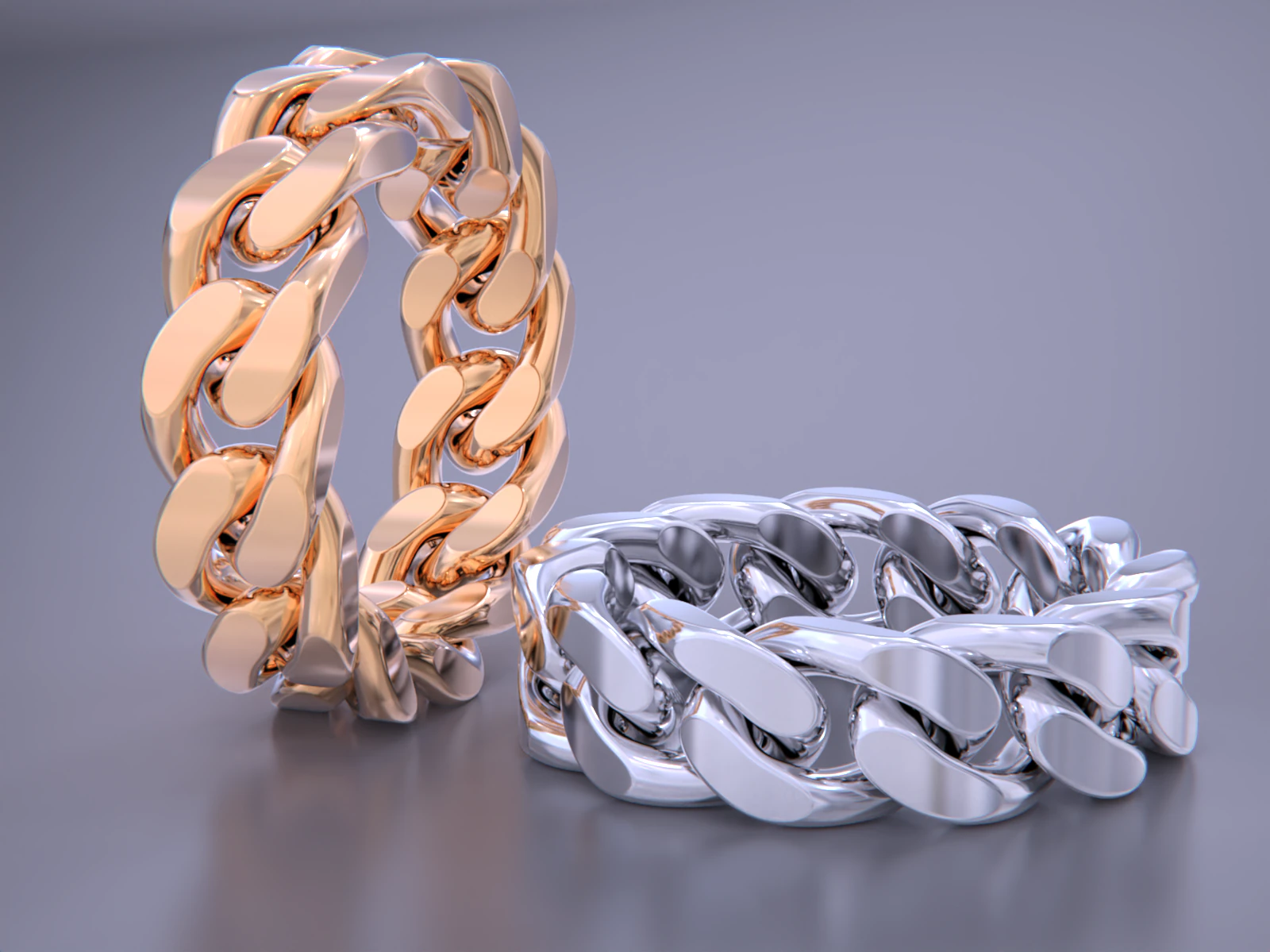Moveable Cuban Link Ring-15 files 3D Print Model .c4d .max .obj .3ds .fbx .stl .blend 