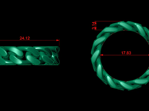 Moveable Cuban Link Ring-15 files 3D Print Model