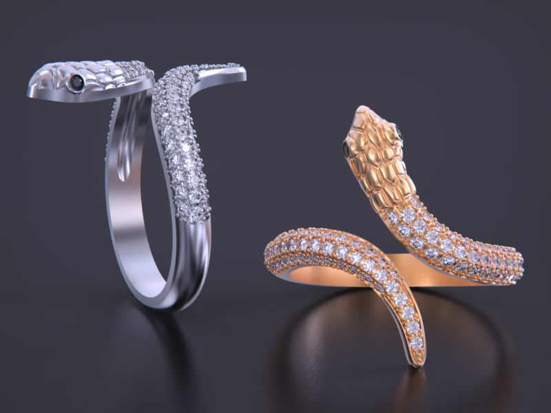 Snake Jewelry Ring 3D Print Model .c4d .max .obj .3ds .fbx .stl .blend 
