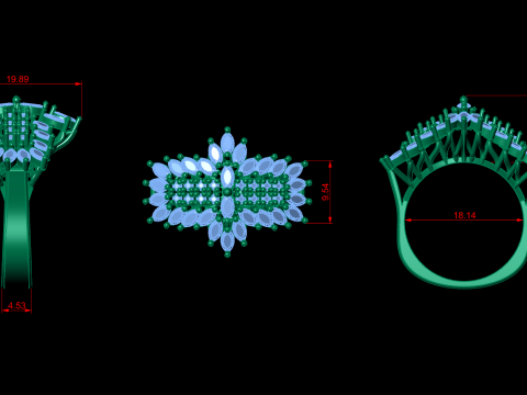 Jewelry marquise Ring 3Dプリントモデル